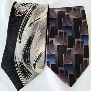 Elegant Black and Cream Patterned Tie Set